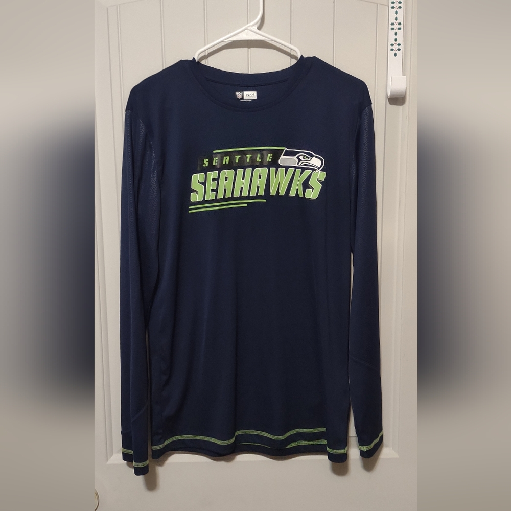 NFL Seattle Seahawks Navy and Green Men's Shirt